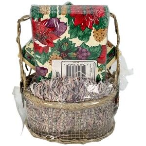 Christmas Paper Napkins Basket Poinsettia Fruits Flowers Cocktail Dinner